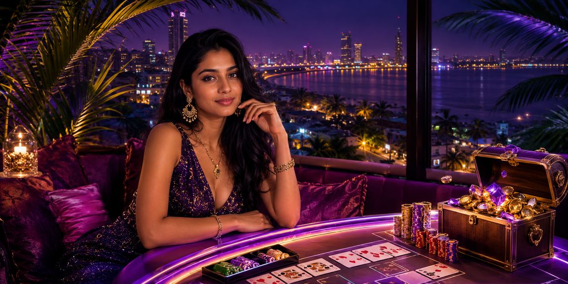 Elegant casino scene at Mumbai Bandra beachfront at dusk
